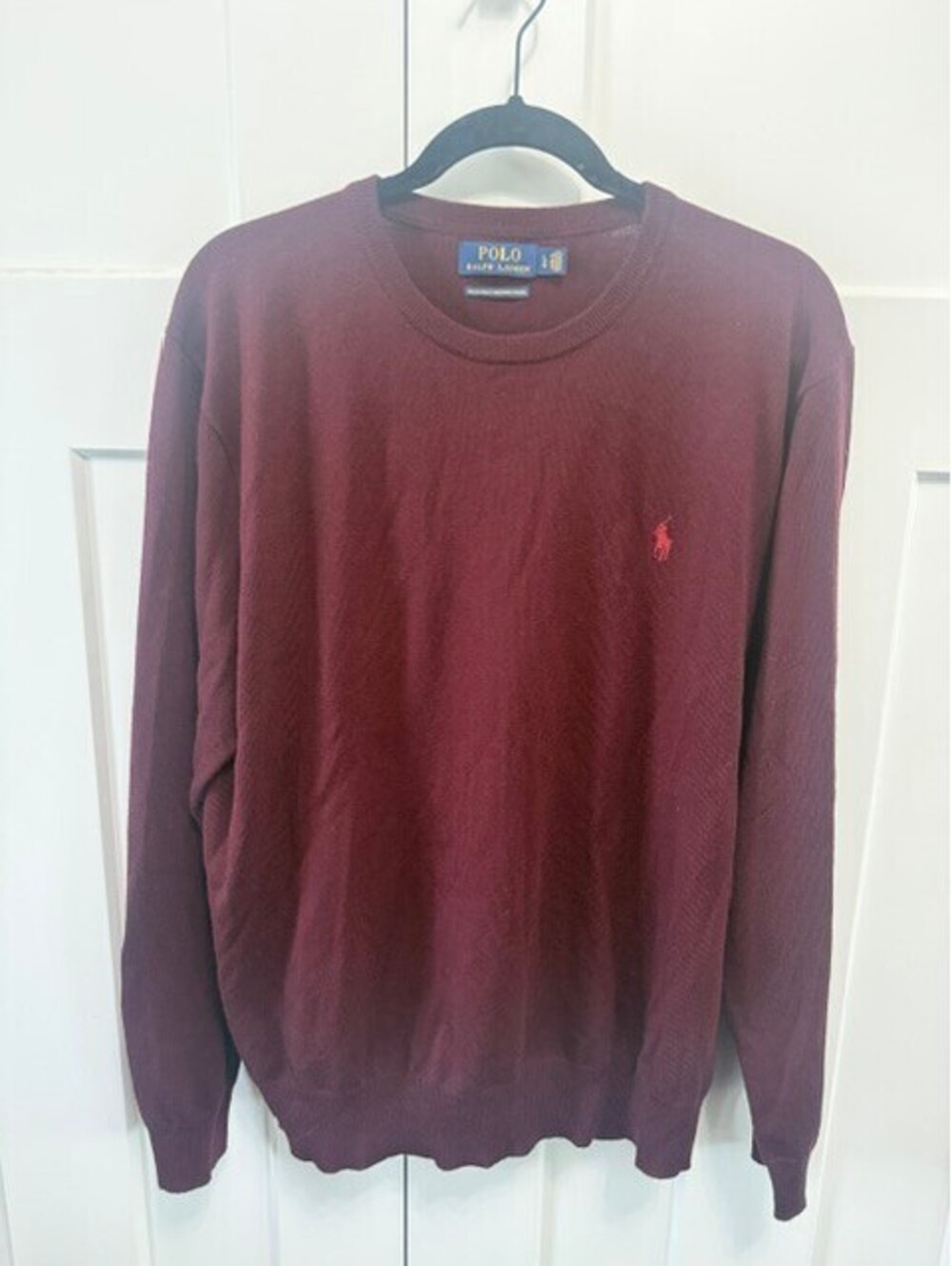 Polo Ralph Lauren 100% Merina Wool pullover crewneck in maroon size Large